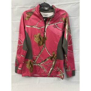 RealTree Camo Jacket Women's Pullover 1/4 Zip Long‎ Sleeve Pink Size L
